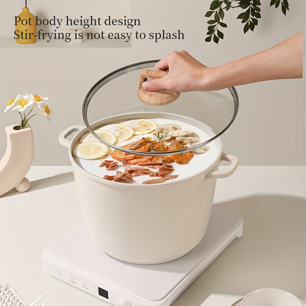 Non-Stick Stock Pot 10.5 QT Large Capacity Soup Pot with Lid - Induction Compatible All Stovetops High Temperature Resistant Easy Clean Cookware for Home Cooks Families Housewarming Gift