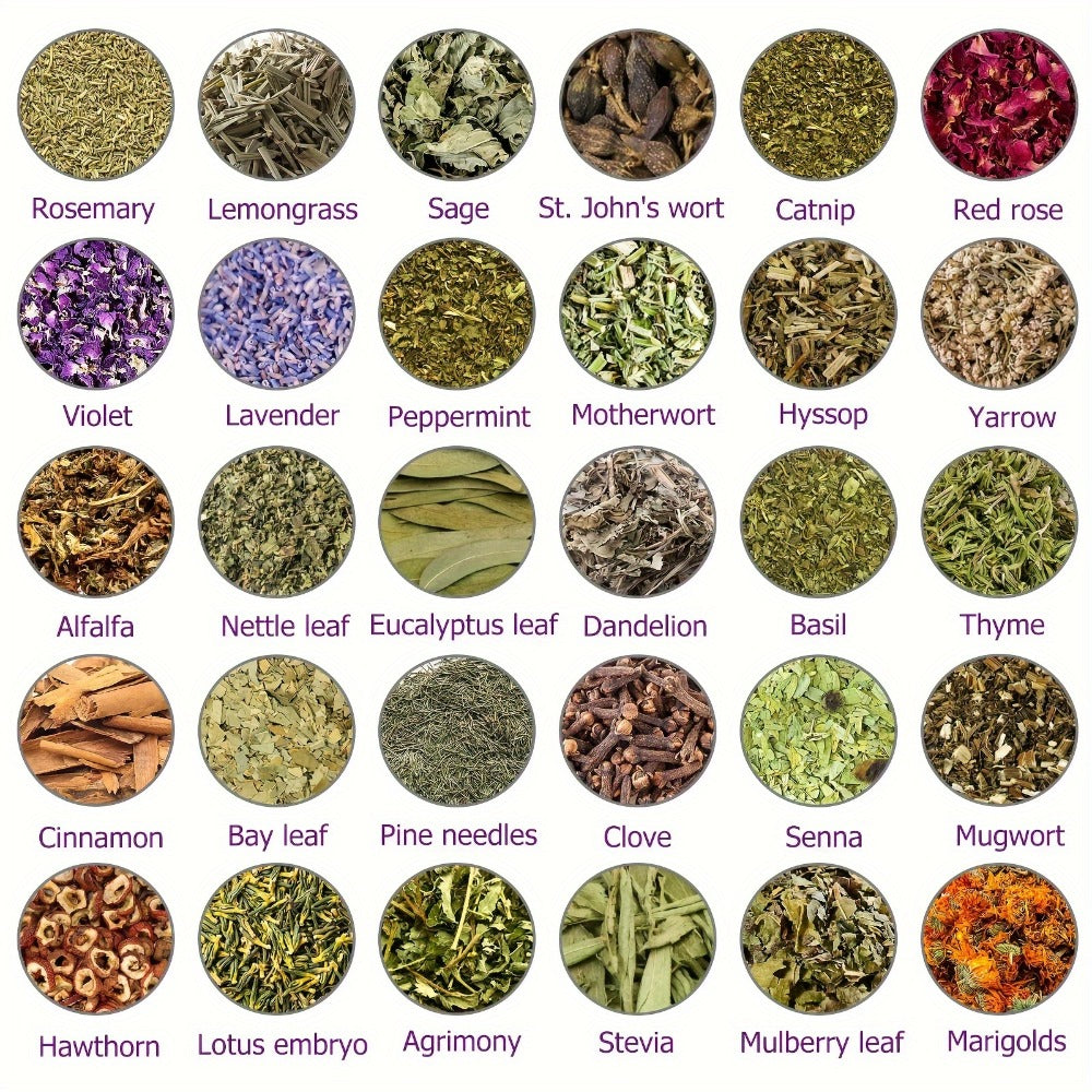 Dried Herbs Kit 30 Packs for Wicca Witchcraft Rituals Altar Supplies Magic Spells with Metal Spoon Witch Starter Set Halloween Gift for Her Him