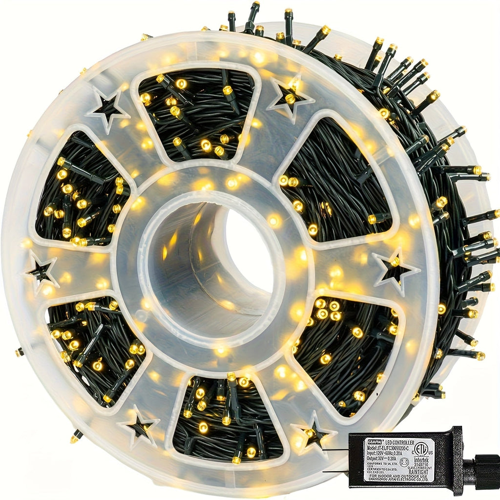 500 LED Christmas String Lights 170 Feet ¨C 8 Lighting Modes with Memory Plug, Transparent Wire Outdoor Lights for Christmas Tree, Party, Balcony & Holiday Decoration ¨C Warm White & Multicolor