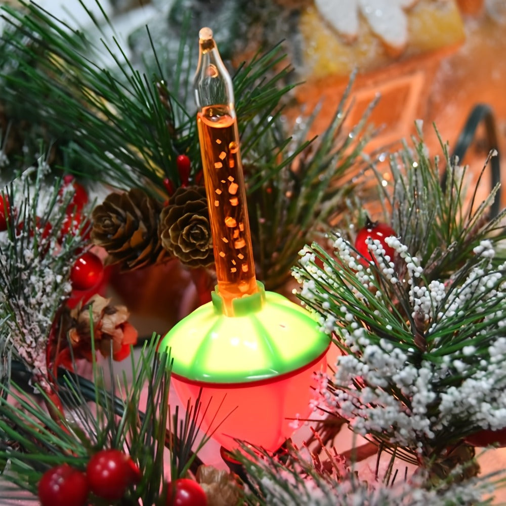 Christmas Bubble Lights 9 Pack Retro Multi Color | 8.8 Inch 5W E12 Base with 10 Bubble Bulbs 1 Spare | Vintage Holiday Christmas Tree Decoration Lights Green