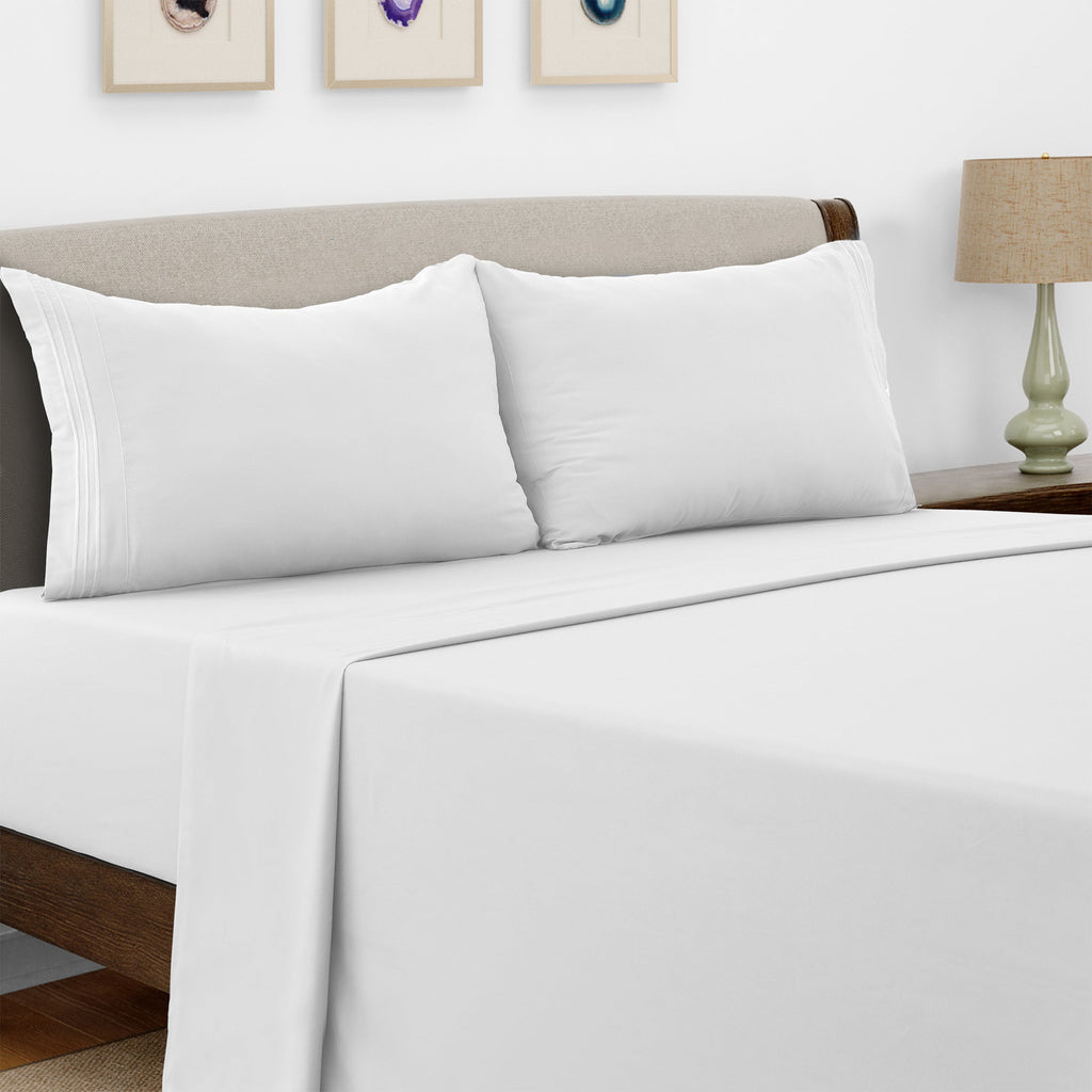 Microfiber Bed Sheet Set 4 Piece - Soft Breathable Deep Pocket 16 inch Fitted Sheet, Flat Sheet & Pillowcases, Wrinkle Fade Resistant Bedding for All Seasons Twin Twin XL Full Queen King Cal King, 24 Colors