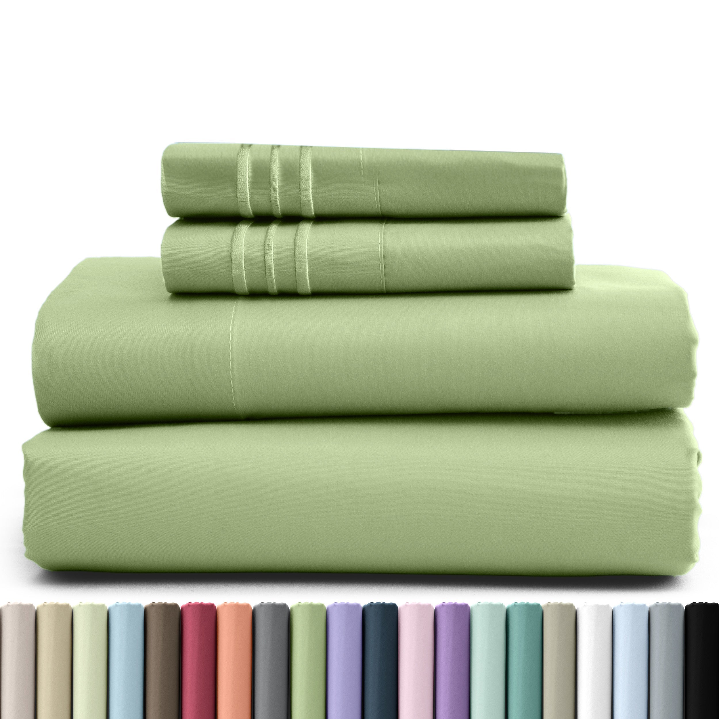Fitted Sheet Set 4 Piece Microfiber Deep Pocket Bed Sheets - Soft Brushed Bedding Set with Pillowcases, All Season Cooling Sheet Set, 16 Inch Deep Pocket, Multiple Colors & Sizes