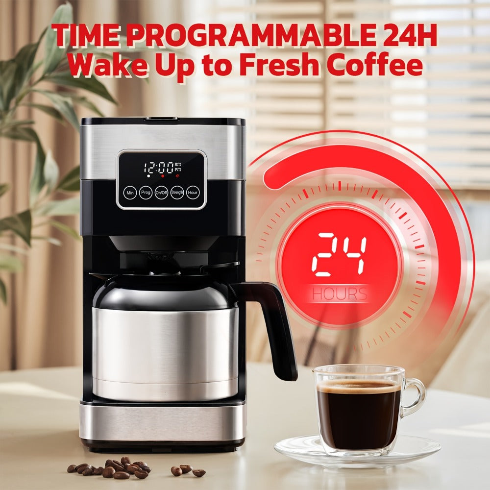 Touch Screen Programmable Drip Coffee Maker, Stainless Steel, Pause & Serve, Customizable Brew Strength, Keep Warm, Auto Shut-Off, Modern Coffee Machine for Home Kitchen