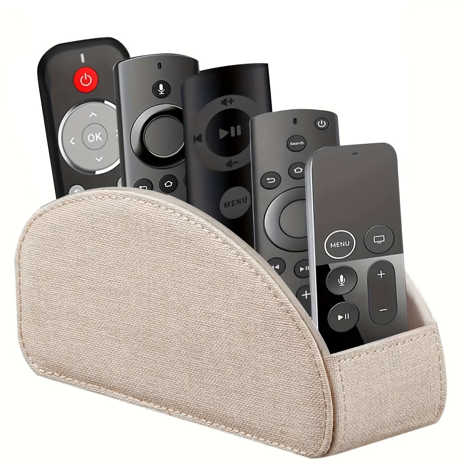 Faux Leather Desktop Organizer 5 Compartments ¨C Multifunctional Remote Control Holder Caddy, Pen Holder Storage Box for Remote Controls, Pens, Eyeglasses, Makeup Brushes & Office Stationery, 10 Styles