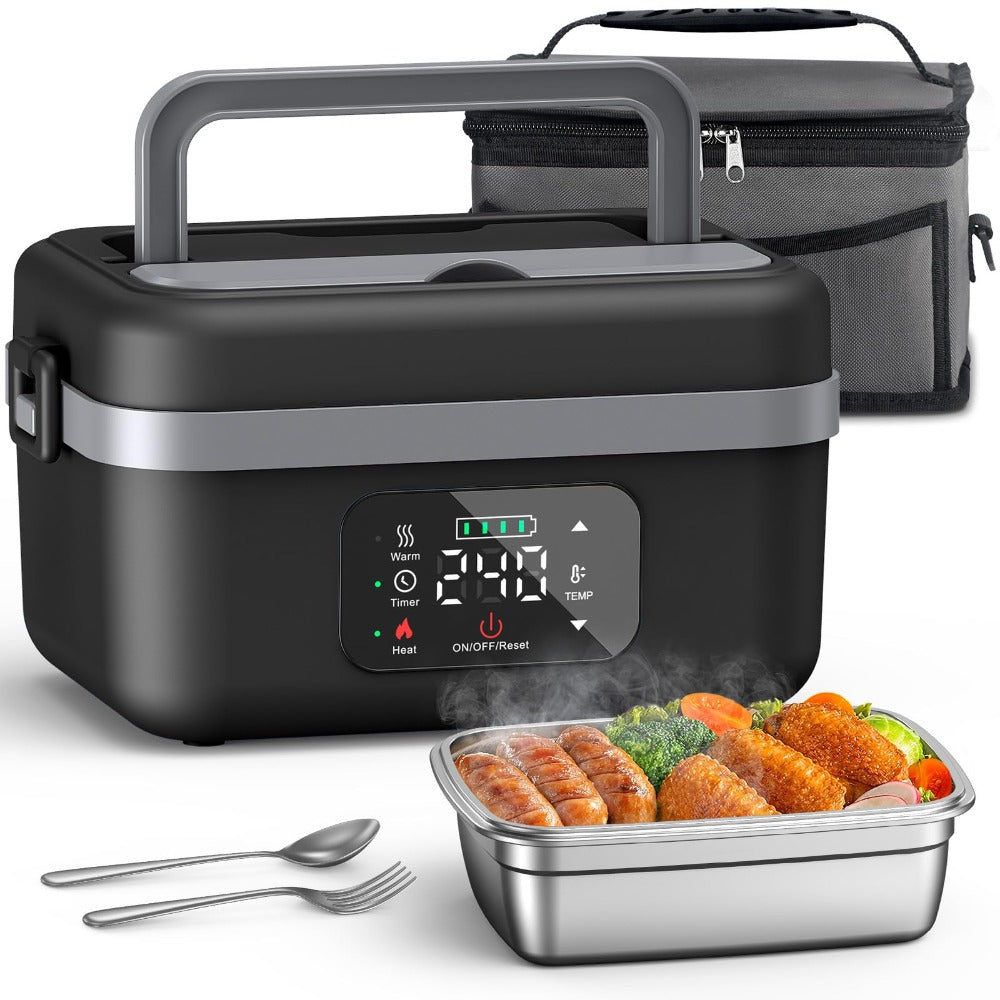 Self-Heating Lunch Box Electric Cordless Food Warmer 1L Portable Rechargeable Heated Lunch Box for Office Car Outdoor 8000mAh Battery