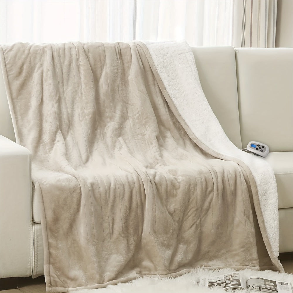 Dual Control Electric Heated Blanket with 10 Heat Levels - 10-Hour Auto Shutoff, Overheat Protection, Fast Heating, Soft Flannel, Machine Washable, 4 Sizes & 4 Colors, Bedroom Gift Blanket