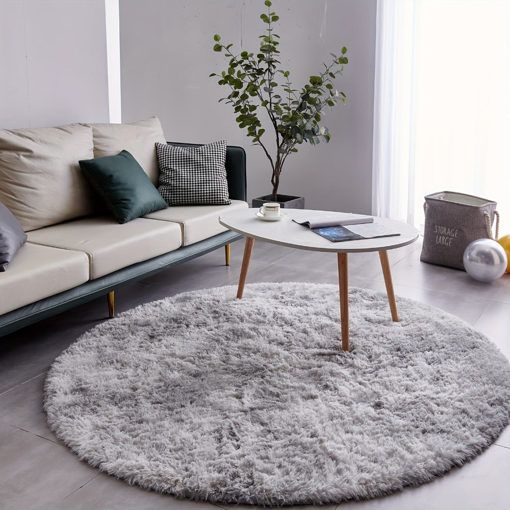 Round Shaggy Plush Rug ¨C Soft Fluffy Circular Carpet for Bedroom & Living Room, Easy Clean