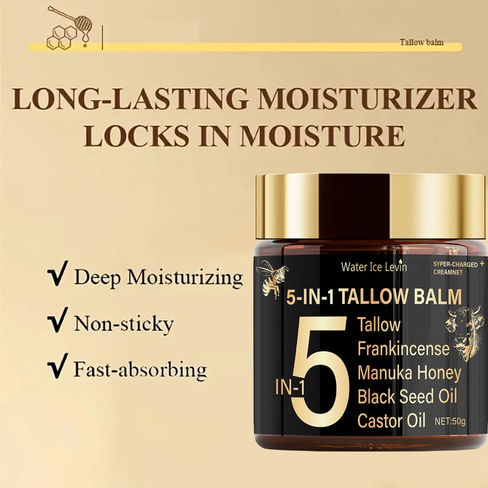 Beef Tallow Moisturizing Cream with Honey & Castor Oil - Deep Hydration Face & Body Cream - Lightweight Skin Nourishing Lotion for Dry Skin - Triple Nourishment Complexion Improving Moisturizer