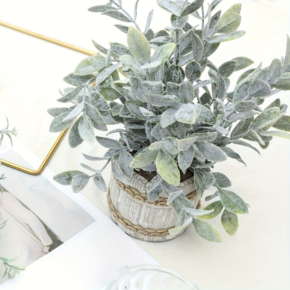 Mini Artificial Potted Plants 4 Pack ¨C Realistic Fake Greenery in White Pots for Home, Office & Party Decor | No Watering Needed Low-Maintenance Indoor Outdoor Faux Plant Set | Housewarming Gift