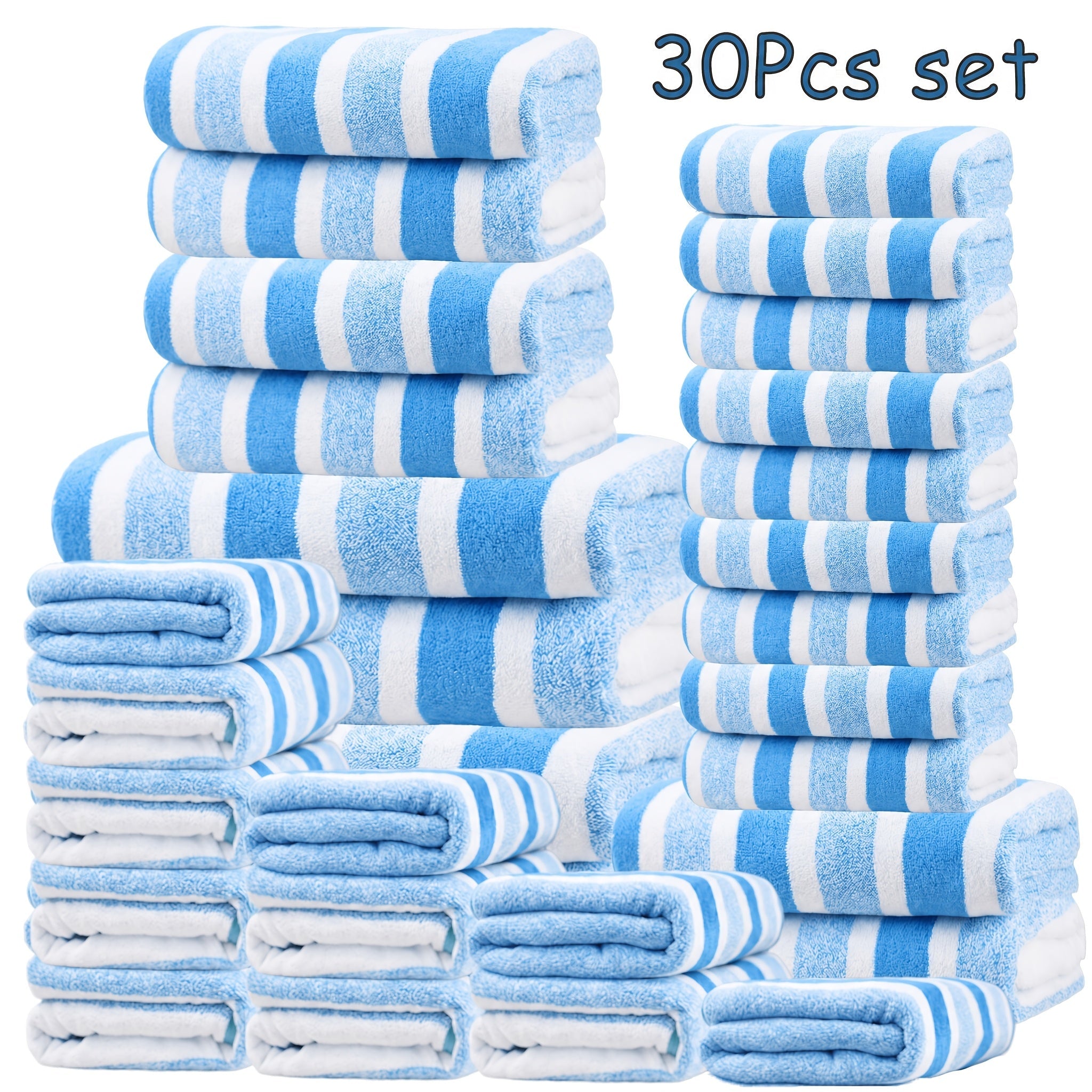 Bath Towel Set 30 Piece Coral Fleece Super Soft Quick Dry Fast Absorption Lightweight Large Wide Towels for Home Hotel Spa Gym Camping Christmas Gift Red Gray Green Navy Blue Purple Brown