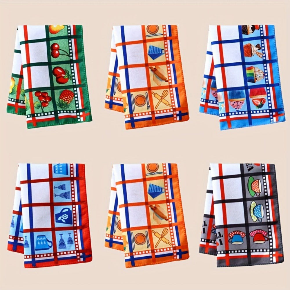 Holiday Kitchen Dish Towels Set of 6 - Colorful Printed Dishcloths Soft Absorbent Tea Towels for Kitchen Decor