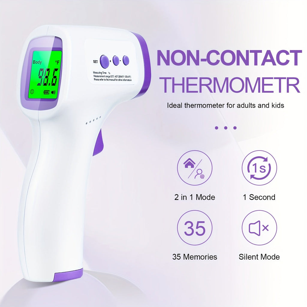 Non-Contact Forehead Thermometer Digital Infrared ¨C 1-Second Instant Reading, Fever Alarm, 3-in-1 Forehead & Object Mode, FSA HSA Eligible, Silent & Memory Mode, 3 Backlights