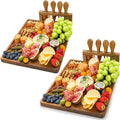 Charcuterie Board Set with Knives Large Bamboo Cheese Board Meat Platter Appetizer Tray with 4 Stainless Steel Knives Perfect for Party Wedding Christmas Birthday Gift
