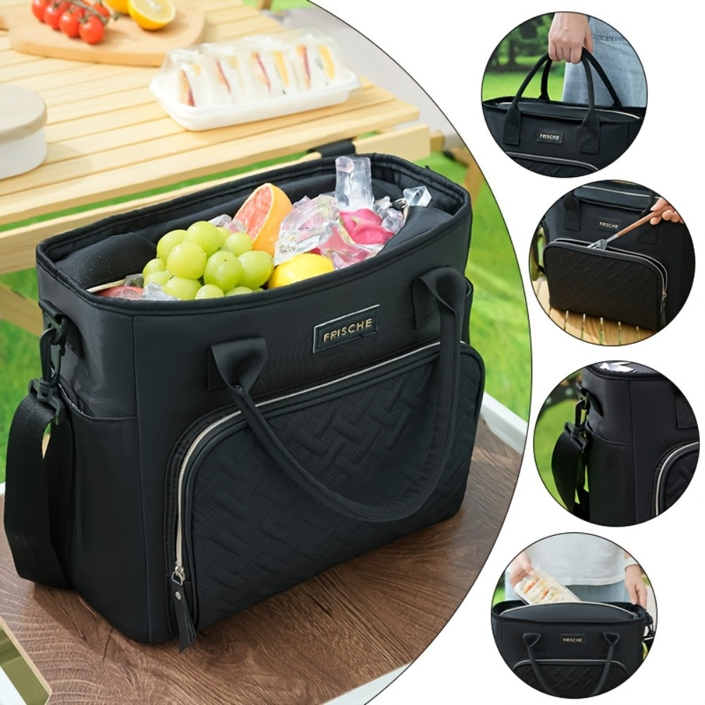 Insulated Lunch Bag Extra Large 11L Thermal Tote with Adjustable Shoulder Strap and Handle Hot Cold Food Carrier Beach Cooler Bag for Outdoor Picnic Work in Black Purple Green Grey