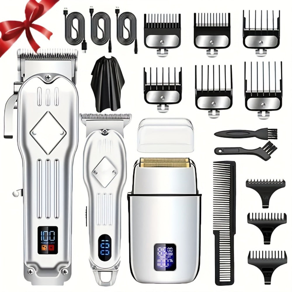 Hair Clipper Kit for Men Cordless USB Rechargeable LCD Screen Beard Trimmer Hair Cutting Set Professional Home Salon Grooming Kit Father's Day Gift