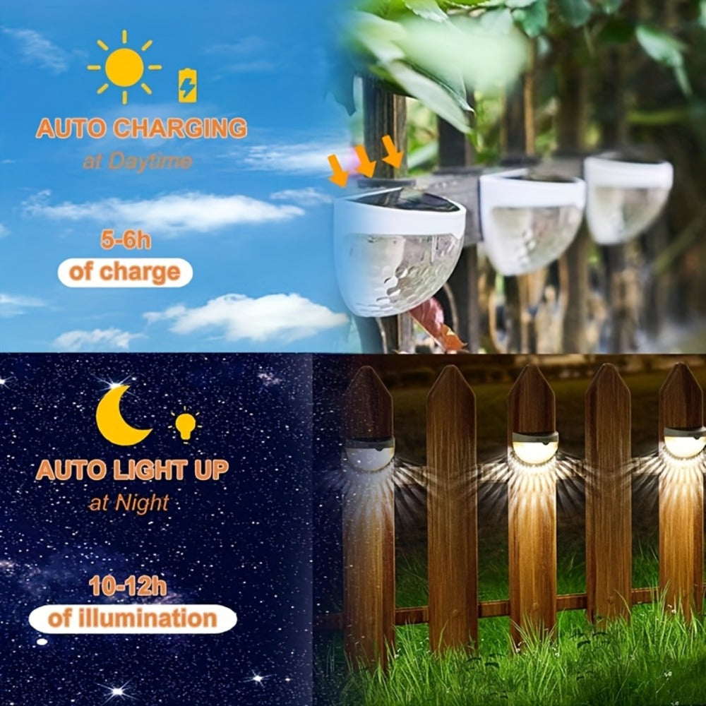 Solar Fence Lights Outdoor 6 Pack IPX4 Waterproof Solar Wall Lights Rechargeable for Porch Patio Deck Garage Security Lighting Decoration