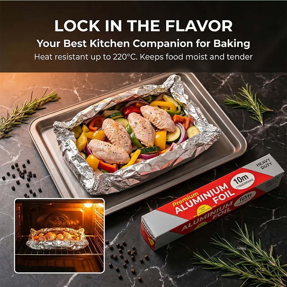 Aluminum Foil Rolls Heavy Duty ¨C Thick Tin Foil for Baking, Grilling, BBQ & Food Wrapping, Disposable Kitchen Foil for Restaurants & Home, Perfect for Camping, Corn, Hot Dogs & Sandwiches