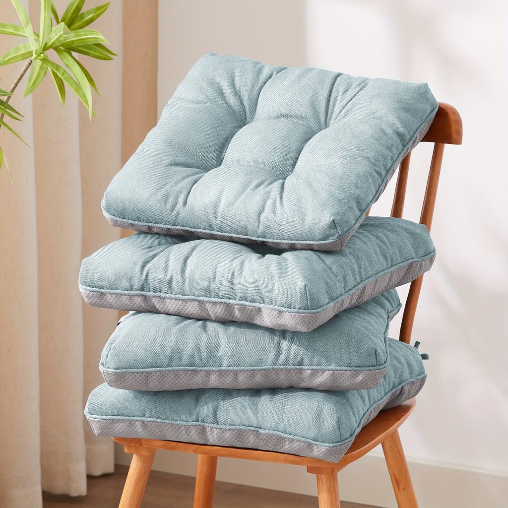 Memory Foam Chair Cushions Set of 4 ¨C Kitchen Chair Pads with Non-Slip Backing & Ties, 500GSM Thick Seat Cushions for Dining Chairs Indoor