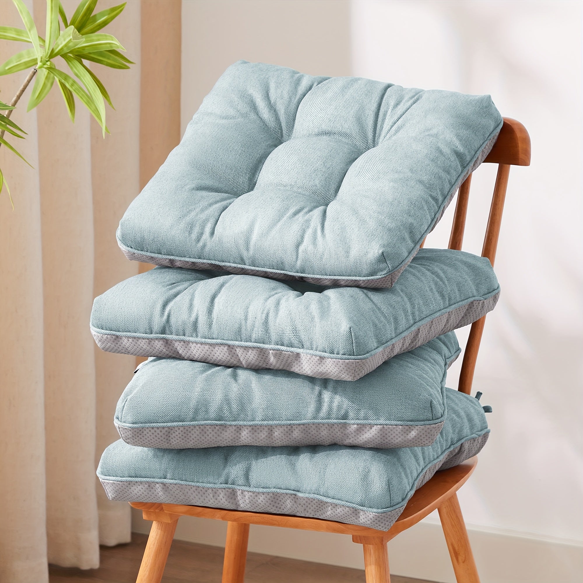Memory Foam Chair Cushions Set of 4 ¨C Kitchen Chair Pads with Non-Slip Backing & Ties, 500GSM Thick Seat Cushions for Dining Chairs Indoor