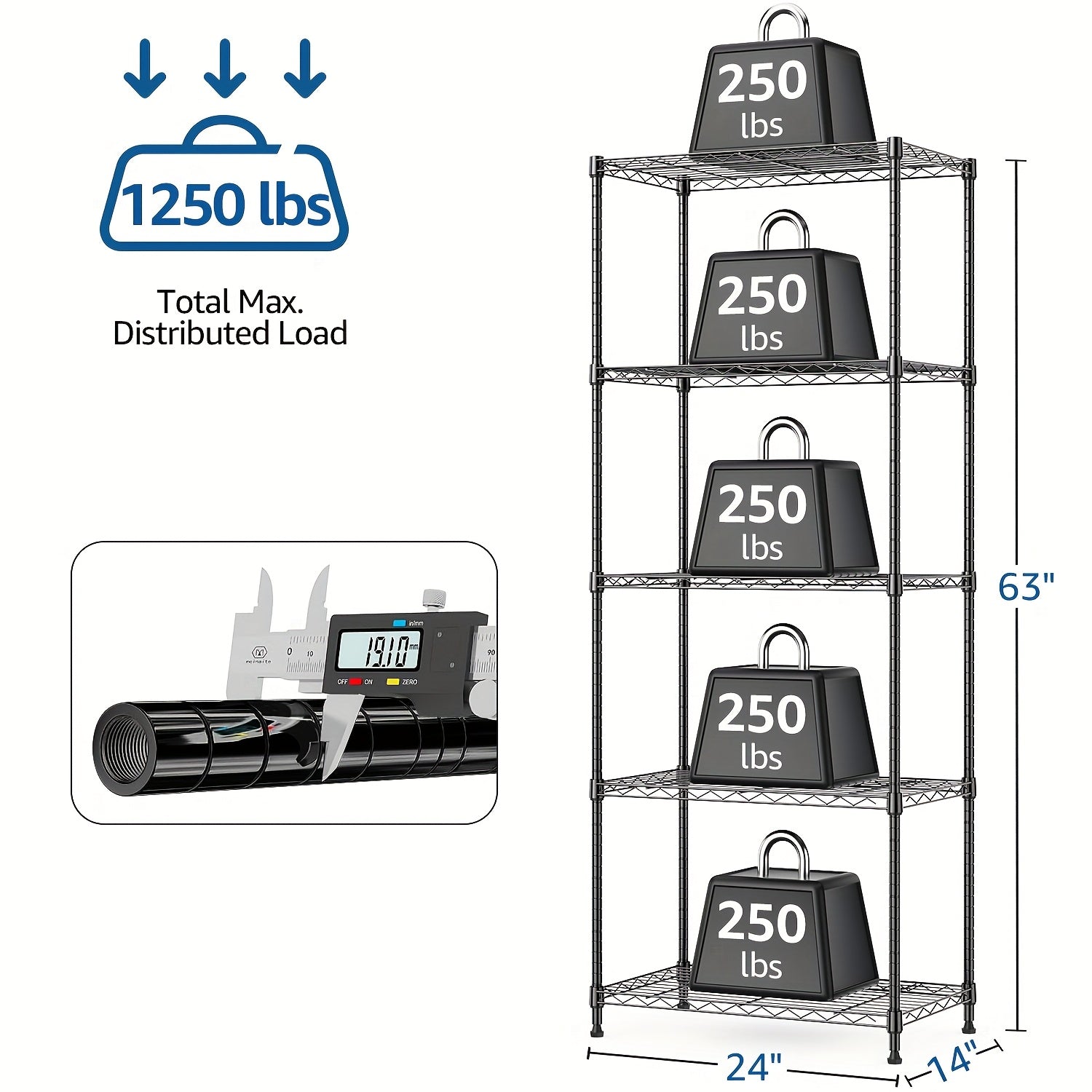 Metal Storage Shelving Unit Heavy Duty Adjustable 4 5 Tier Steel Shelf Rack for Garage Kitchen Pantry Workshop Black Chrome MZG