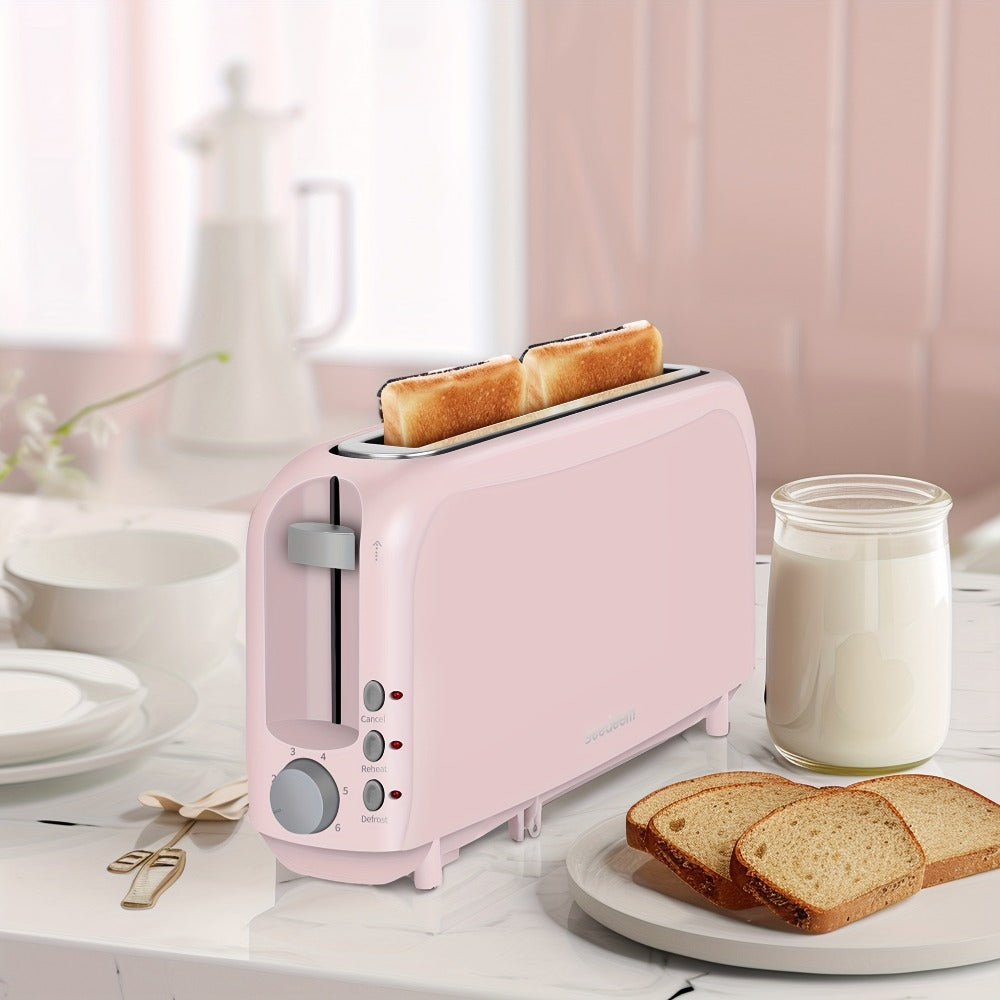 Slim Toaster 2-Slice Long Slot ¨C 1.45¡± Wide Slot, 6 Shade Settings, Cancel/Reheat/Defrost, 750W, Removable Crumb Tray | 6 Colors