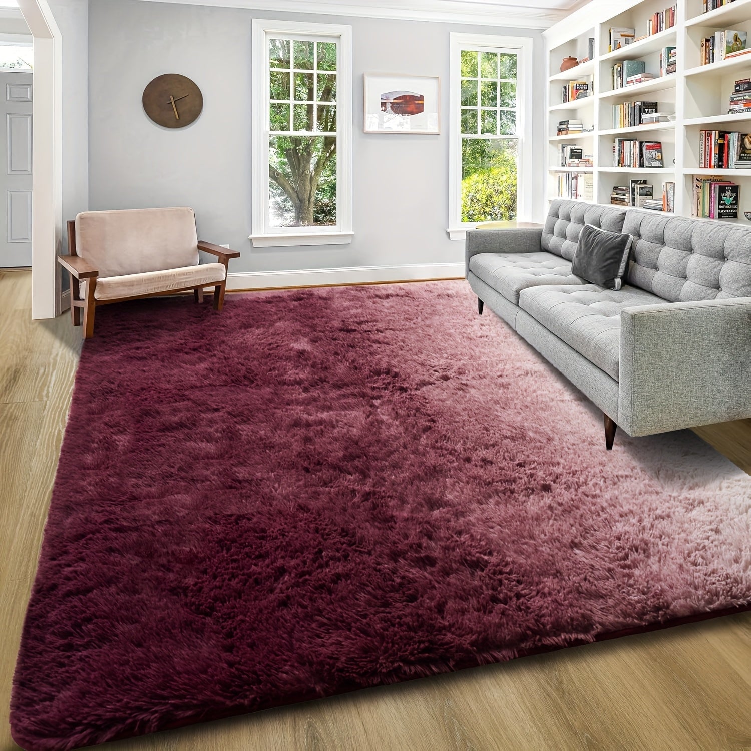 Shaggy Plush Area Rug - Soft Fluffy Carpet for Living Room, Bedroom & Sofa | Non-Slip Machine Washable Tie-Dye & Solid Color Long Pile Rug | Luxury Home Decor Floor Mat in Multiple Sizes & Colors