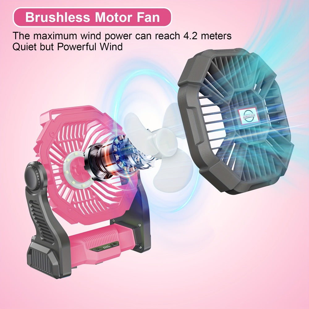Camping Fan with LED Lantern, 3-in-1 Battery Powered Portable Fan Light for Tent Outdoor, Rechargeable Electric Fan with Timer 360¡ã Rotation, for Camping Hiking Barbecue Travel Emergency