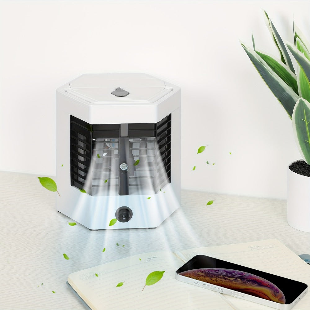 Portable Ice Cooler Fan | Mini Personal Air Conditioner with Water Ice Cooling, Anti-Leak Design & Replaceable Filter, Compact Desktop Cooler for Bedroom, Office, Camping & Tent Use ¨C Fast Cooling