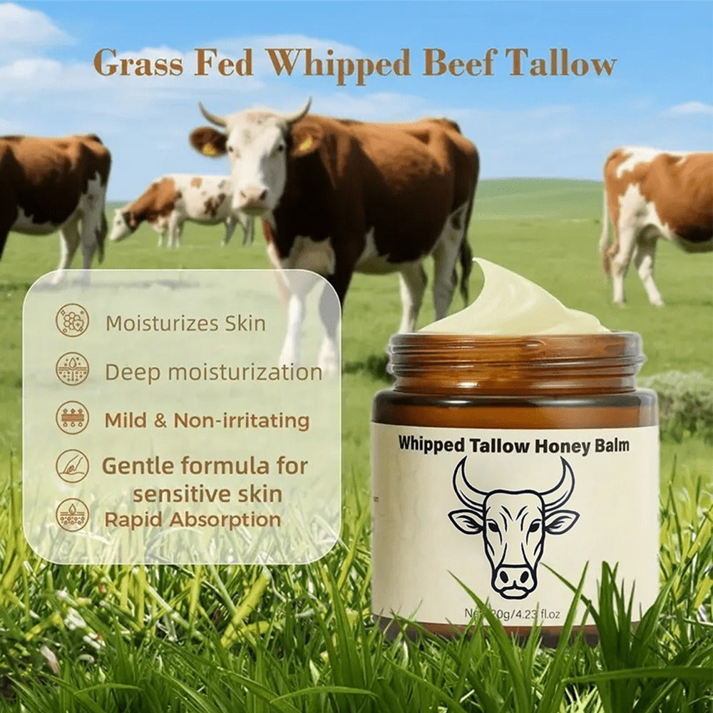 Grass-Fed Butter Whipped Moisturizing Cream 2pcs - Natural Honey-Infused Formula for Face & Body | Deep Hydration, Moisture Lock | Sensitive Skin | Men & Women | Handcrafted