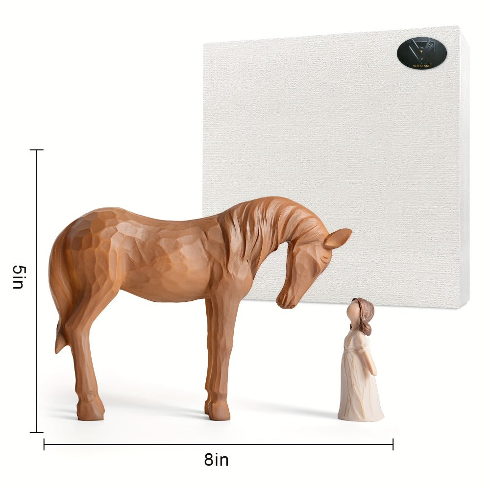 Horse Figurine Gift for Girls Women Hand-Painted Resin Girl with Horse Sculpture Cowgirl Equestrian Decor Ornament for Home Shelf Tabletop Birthday Christmas Valentine Gift Horse Lover