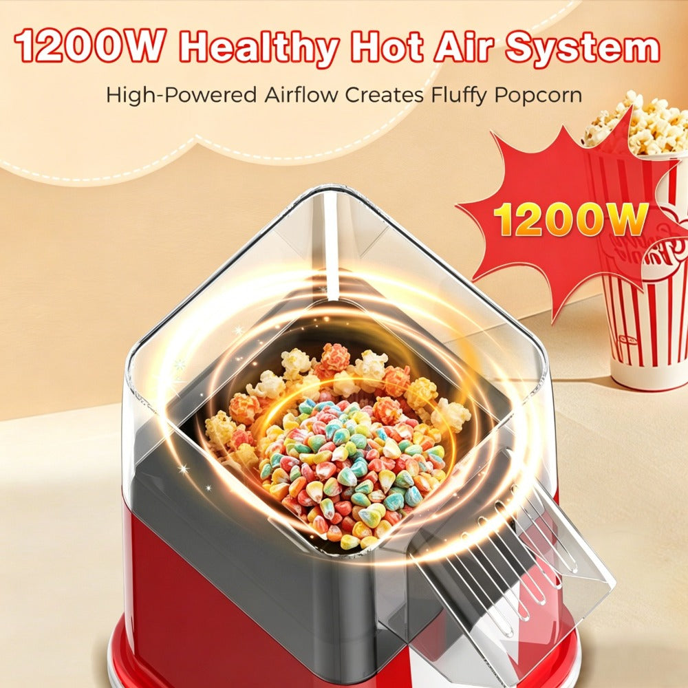 Hot Air Popcorn Popper Maker 16 Cups ¨C Oil-Free Electric Popcorn Machine with Measuring Cup for Kernels & Butter Melting, Healthy Family Snack