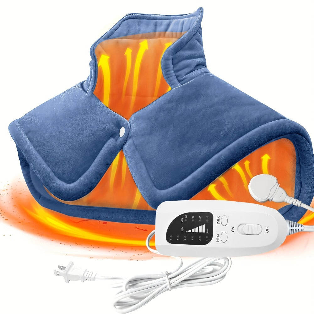 Graphene Heating Shawl Wrap Blanket - Ultra-Soft Coral Fleece Temperature-Regulating Neck Back Shoulder Warmer, Machine Washable Christmas Gift for Women Men Family