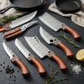 Kitchen Knife Set Professional Forged Chef Knife Set Full Tang Blades with Poultry Shears Meat Knife Carving Knife Cleaver Cooking Gift for Women Home Kitchen