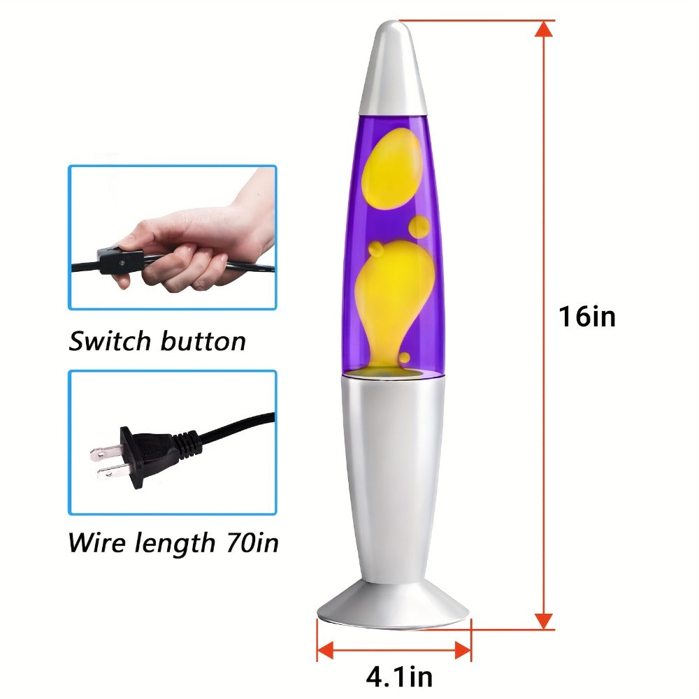 Lava Lamp 16 Inch for Bedroom Living Room Office, Relaxing Liquid Motion Lamp with Purple Water Yellow Wax, Retro Night Light Home Decor Accent