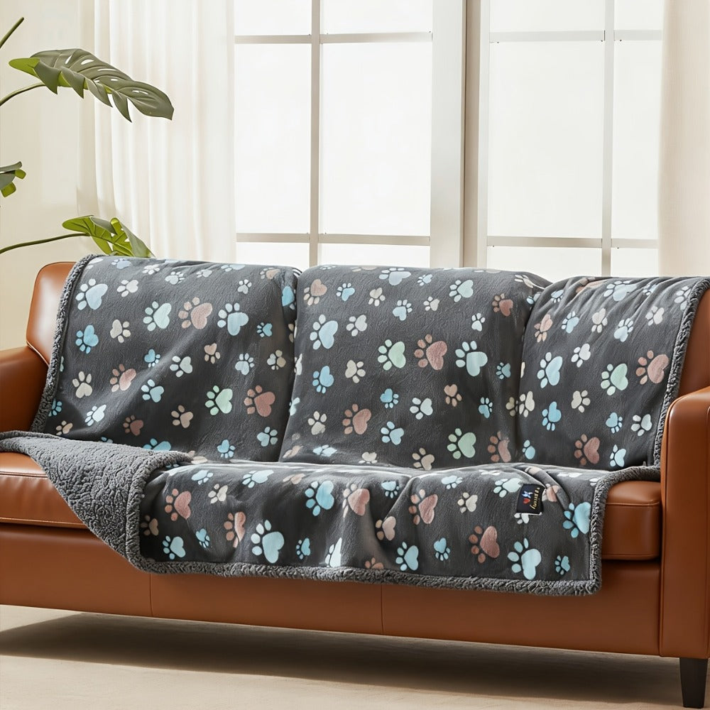 Waterproof Pet Blanket ¨C Reversible Liquid-Proof Coral Fleece Dog Blanket for Couch, Sofa & Bed, Furniture Protector, 2 Patterns