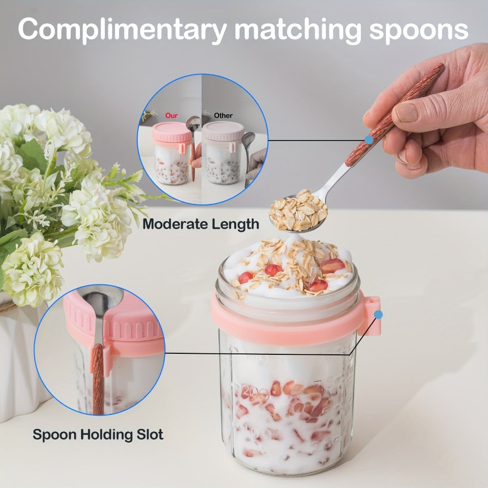 Overnight Oats Cups with Flip-Top Lids Meal Prep Jars Portable Containers for Cereal Yogurt Smoothies On-the-Go Meals Set of 4 or 6 Packs