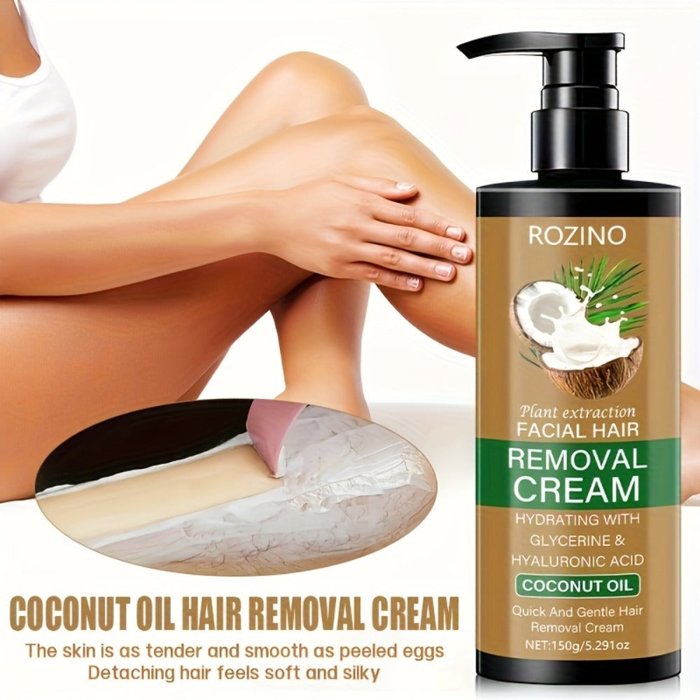 Semi Permanent Hair Removal Cream ¨C Coconut Formula 150g, Use Once for 3-Month Effectiveness, Instant Non-Irritating Smooth & Residue-Free Depilatory for Face, Lips, Armpits, Legs & Private Areas