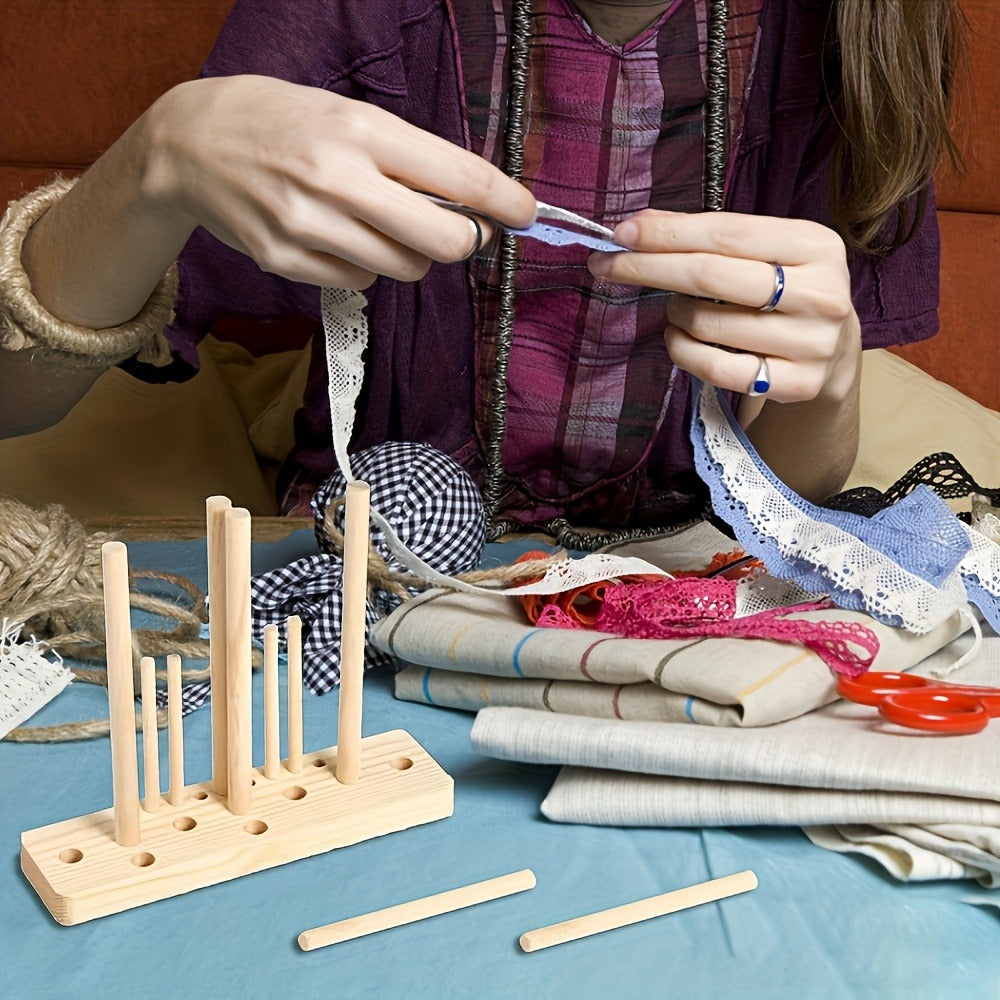9-Piece Wooden Wreath & Bow Maker Crafting Tool Set, DIY Floral Wreath Molds with Wooden Sticks Rope Checkered Fabric, Party Decoration Craft Supplies for Holiday
