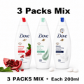 Dove Body Wash 3 Pack 200ml ¨C Moisturizing Gentle Cleanser Mix Pack, Soap-Free Dermatologist Recommended Daily Shower Gel for Soft Nourished Skin, Travel Size 6.7 fl oz