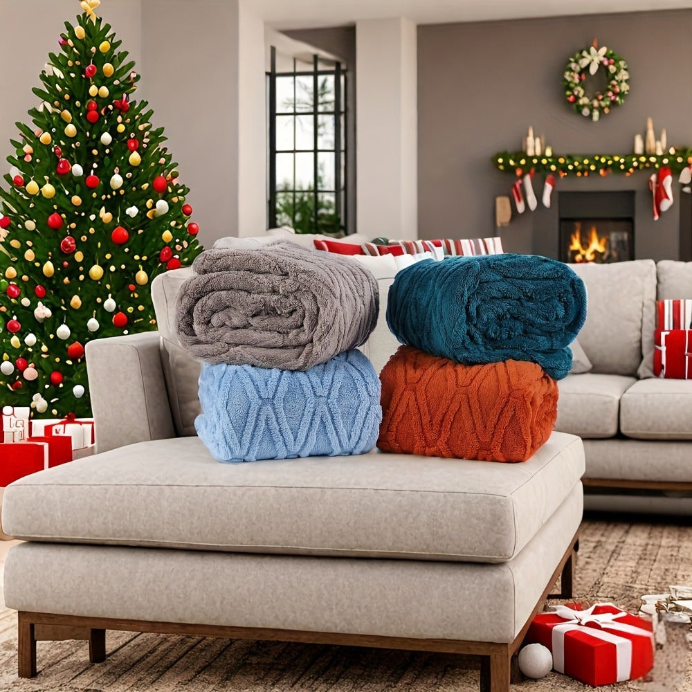 Quilted Flannel Throw Blanket ¨C 180-200gsm Soft Warm All-Season Bed Cover, 17 Patterns, Rhinestone & Checker Designs, 2 Sizes
