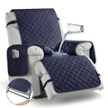 Waterproof Recliner Chair Cover with Pocket | Non-Slip Washable Reclining Sofa Protector for Dogs Cats, Adjustable Strap