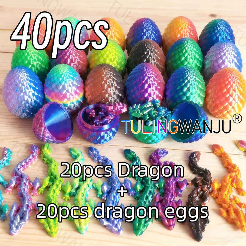 Dragon Egg Decorative Sculpture Set 40-Piece ¨C 20 Mini Dragons & 20 Dragon Eggs Figurines, 4.92¡± Dragons & 2.2¡± Eggs, Fantasy Home Decor for Office, Living Room, Holiday Party & Collectors Gift