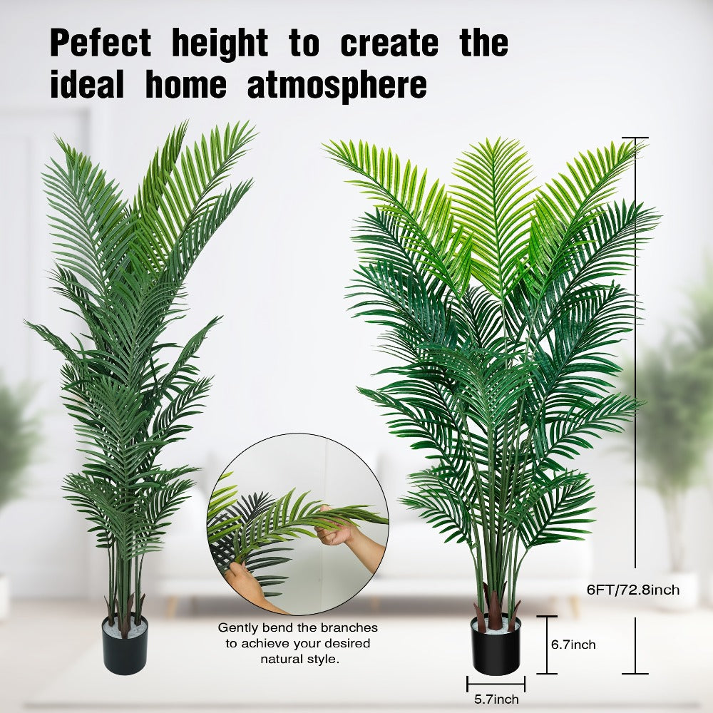Artificial Palm Tree Fake Indoor Plant ¨C 4/5/6FT Faux Tropical Areca Palm with Realistic Leaves, Planter Options, for Living Room Bedroom Office Patio Home Decor