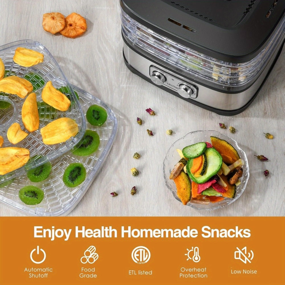 Food Dehydrator 240W with Temperature Control | BPA-Free Dishwasher-Safe Trays, Electric Food Dryer for Jerky, Fruits, Herbs & Vegetables, Recipe Book Included ¨C 5-Tray & 8-Tray Options