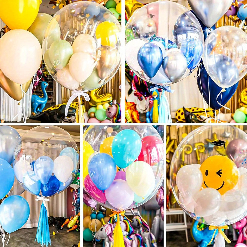 Clear Helium Balloons 10-Pack | Transparent Party Balloons 18¡± 20¡± 24¡± 36¡± for Weddings Birthdays Christmas Halloween Mardi Gras Celebrations ¨C Helium Ready with Sturdy Neck & Base