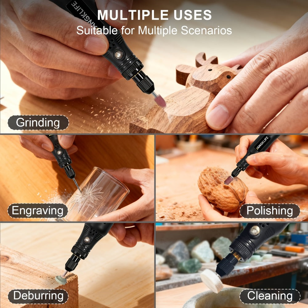 Cordless Rotary Tool Set Rechargeable Engraving Pen ¨C Adjustable Speed Electric Wood Carving Tool for Grinding Polishing Etching Cutting DIY Craft