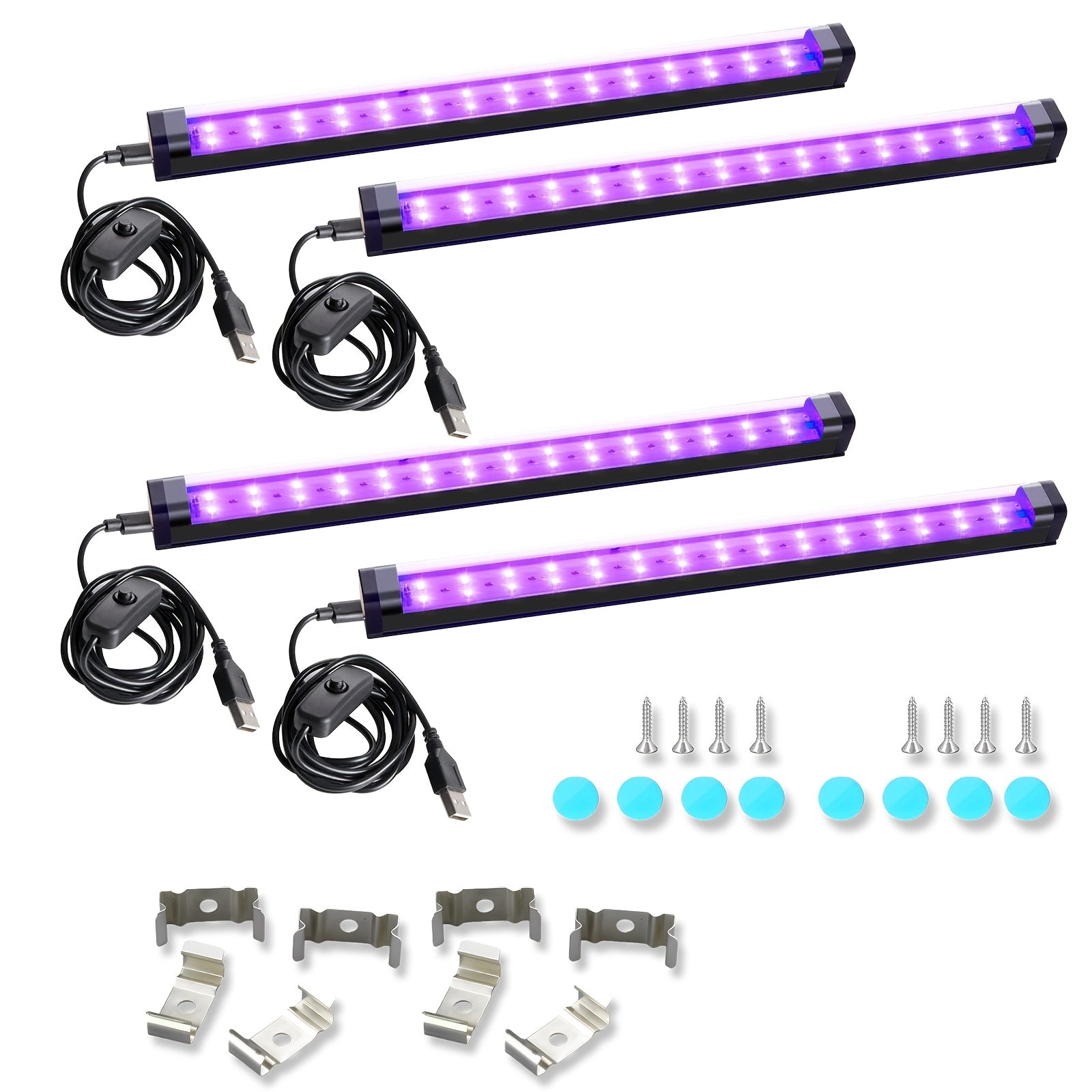 Black Light Bar UV LED Blacklight 10W 1ft - Magnetic UV Strip Light for Glow Party, Fluorescent Poster, Body Paint, Tapestry & Cabinet Display, 2/4/10/12/14 Pack Options