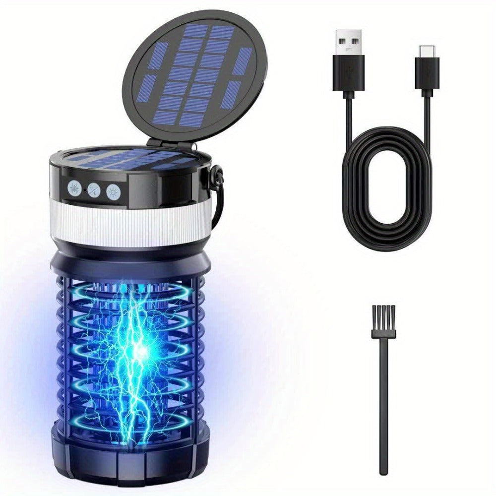 Solar Bug Zapper Outdoor 4000mAh Rechargeable UV Light Mosquito Zapper Electric Fly Trap Insect Killer with Remote Control Night Light Mode for Indoor Outdoor Patio Garden Camping Mosquito Fly Gnat