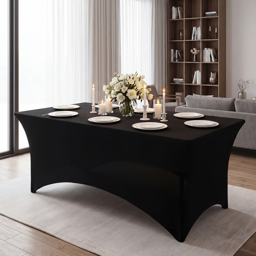 6 Pack Spandex Table Covers for 6ft Rectangular Tables ¨C Fitted Stretch Tablecloths Wrinkle Resistant Washable Reusable for Wedding Party Banquet