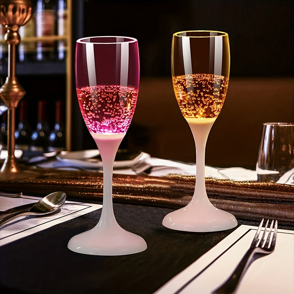 LED Glasses Set of 6 Light Up Drinkware, Glowing Champagne Flutes & Cocktail Cups with Sparkling Light Effect for Parties, Bars, Nightclubs, Weddings & Christmas Celebrations
